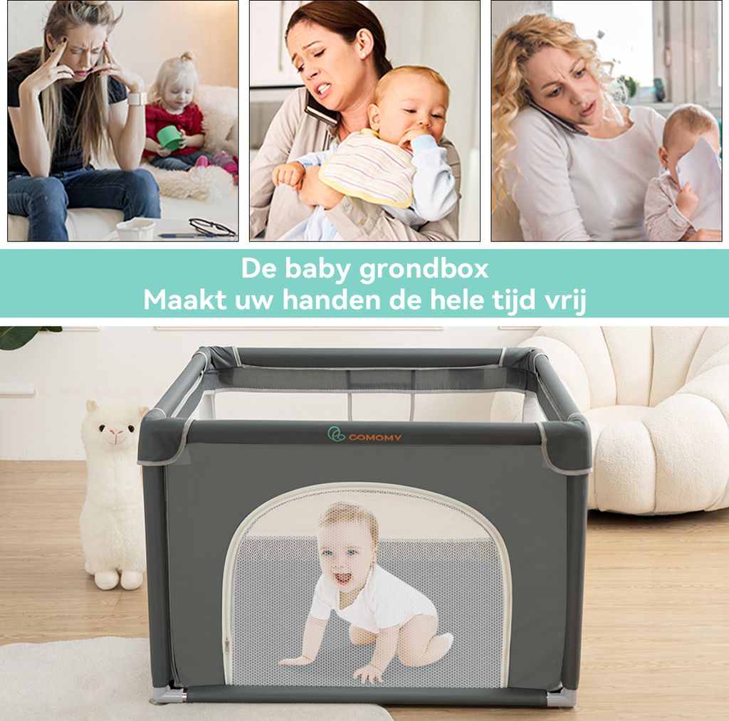 Laufstall Baby, Comomy  Laufgitter Baby Faltbar Für Drinnen Produktbild 2