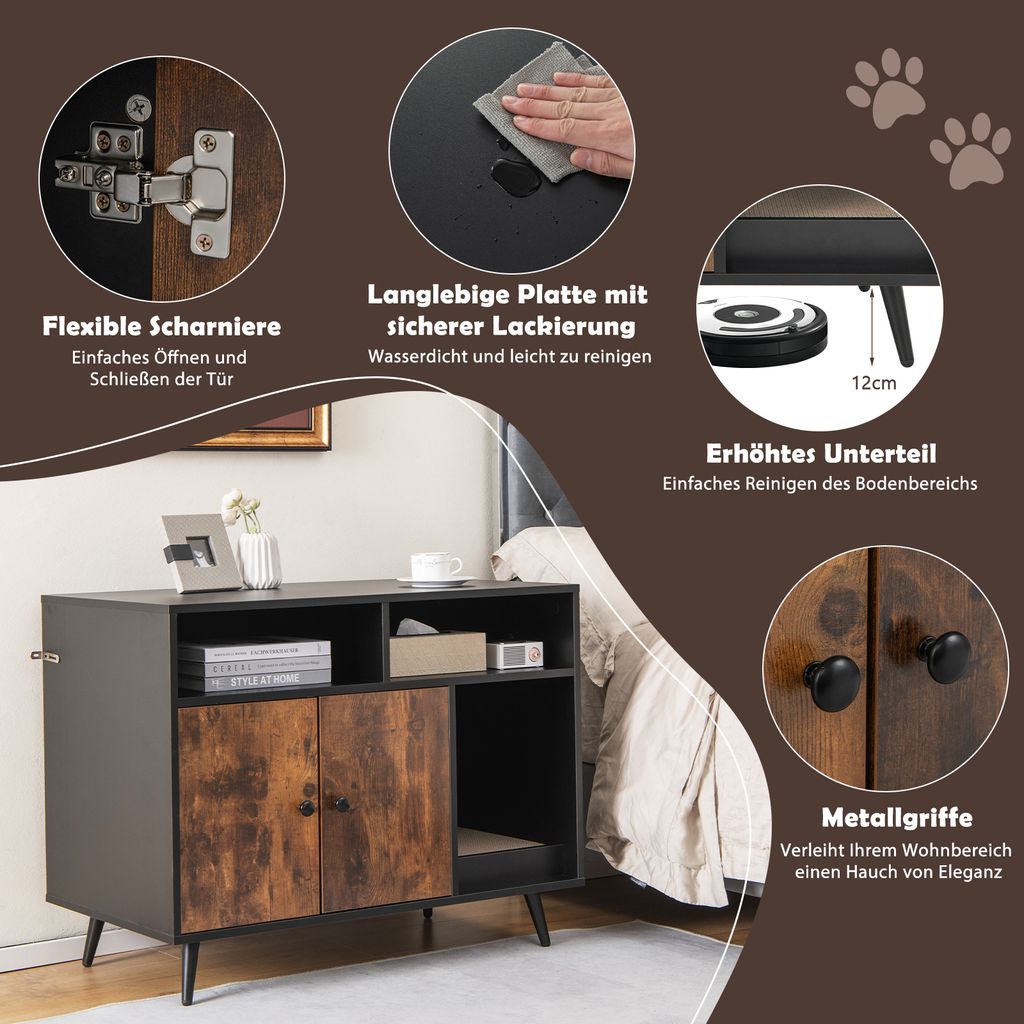 COSTWAY Katzenschrank Katzentoilette mit Kratzunterlage & Produktbild 6