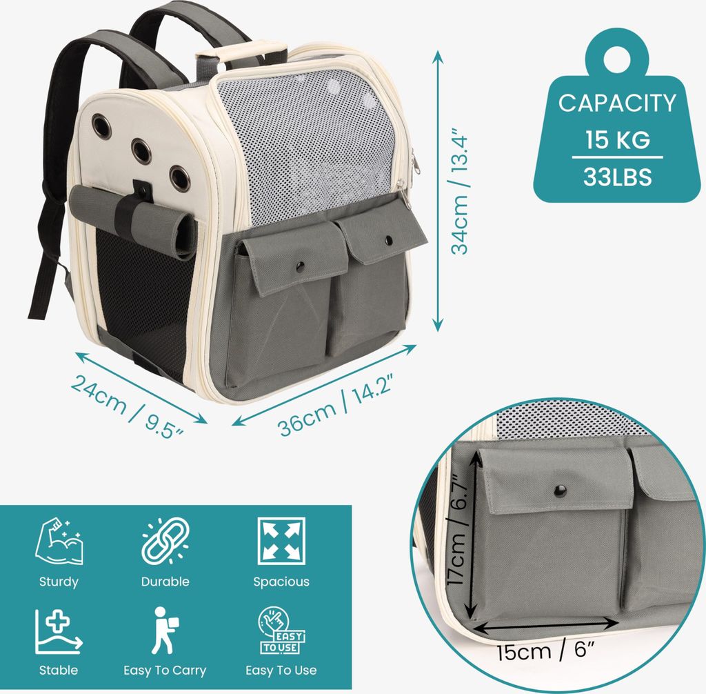 Hunderucksack Tragetasche - Transportrucksack Für Kleine Hunde & Katzen Bis 6kg