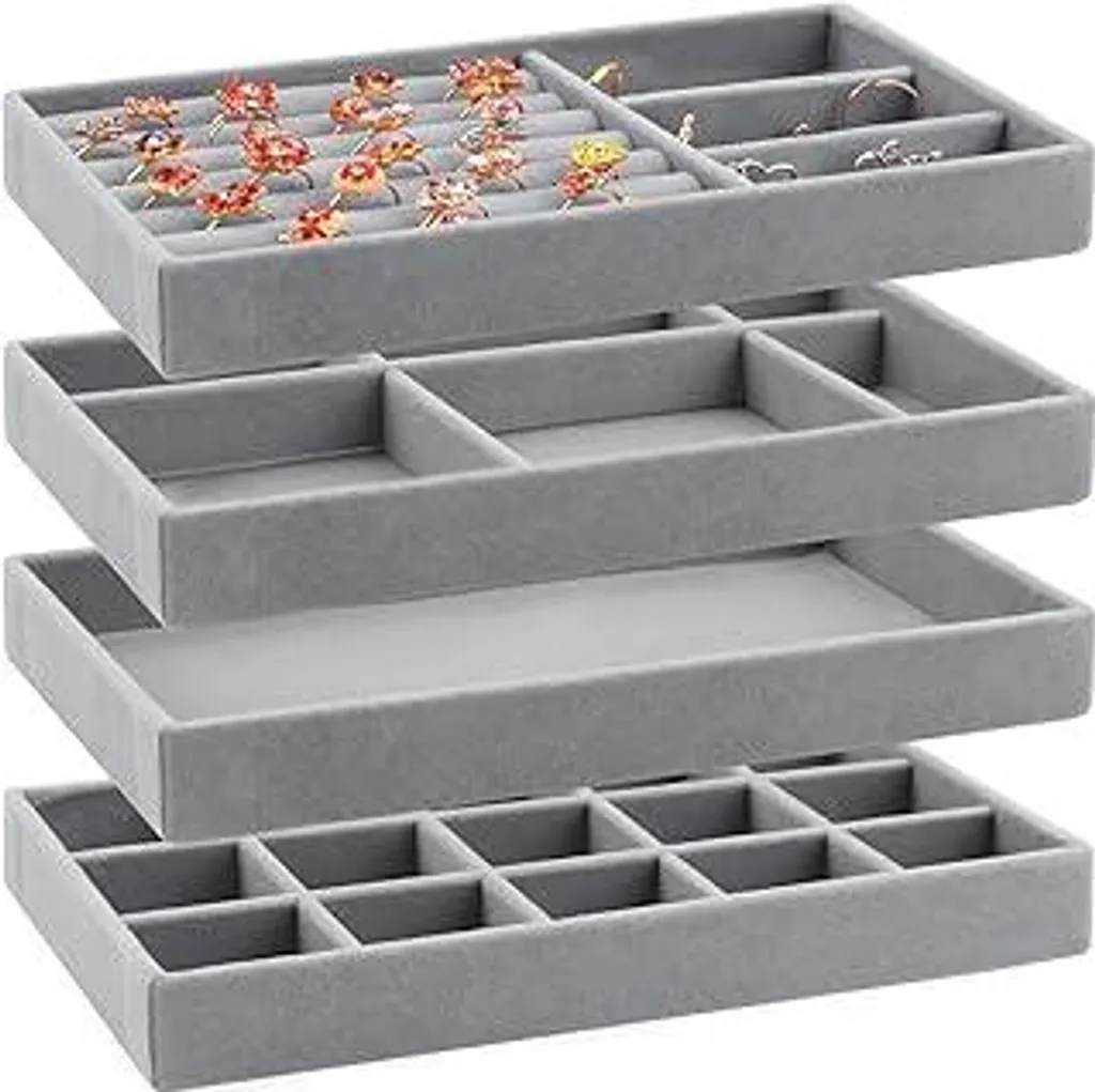 Espositore Gioielli LWAIX 4 Pezzi - Vassoi Impilabili Professionali