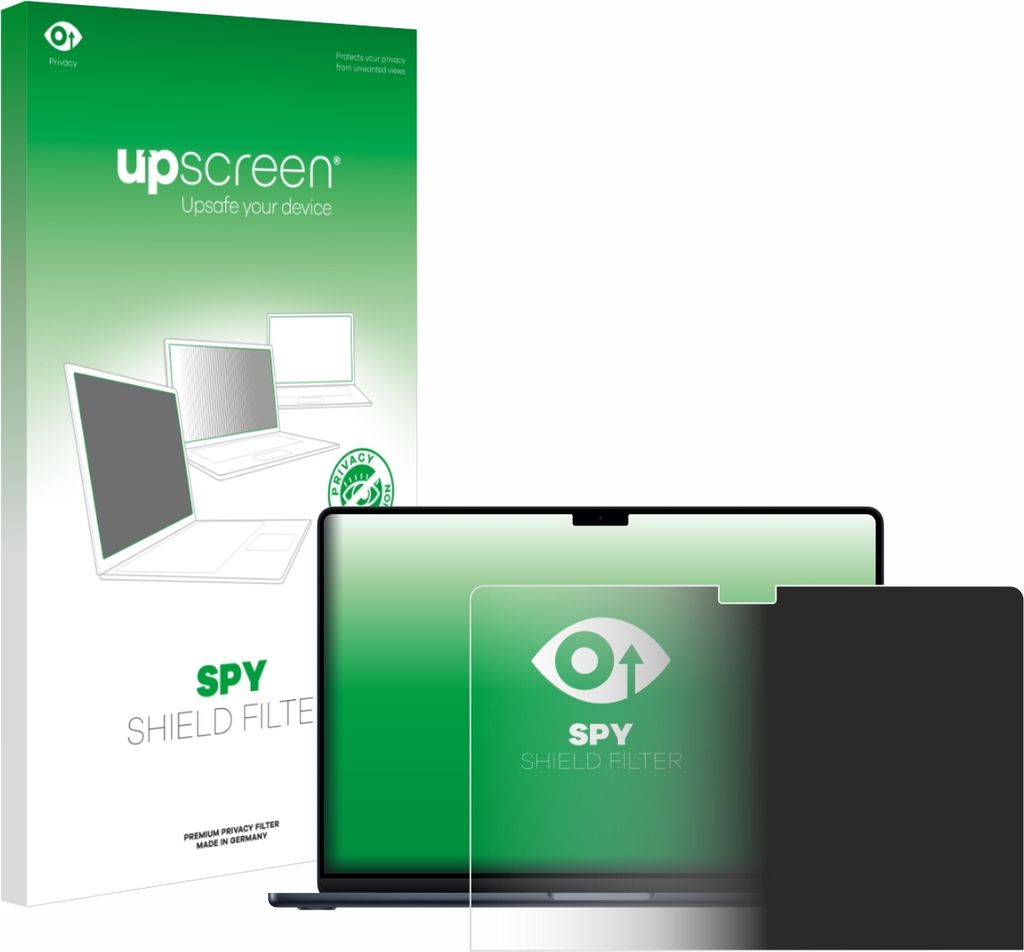 upscreen Blickschutzfilter für Apple MacBook Air 15" M4 2025 / M5 2026 Anti-Spy Privacy Filter Sichtschutz Blaulicht-Schutz