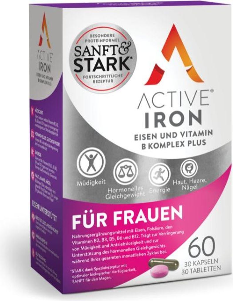 Active Iron Eisen und Vitamin B Komplex plus 60 St