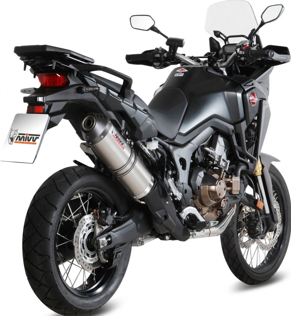 Auspuffanlage Mivv SLIP-ON Titan mit Carbon Kappe Oval Sport für Honda CRF Africa Twin 1000 ccm Bj. 2016