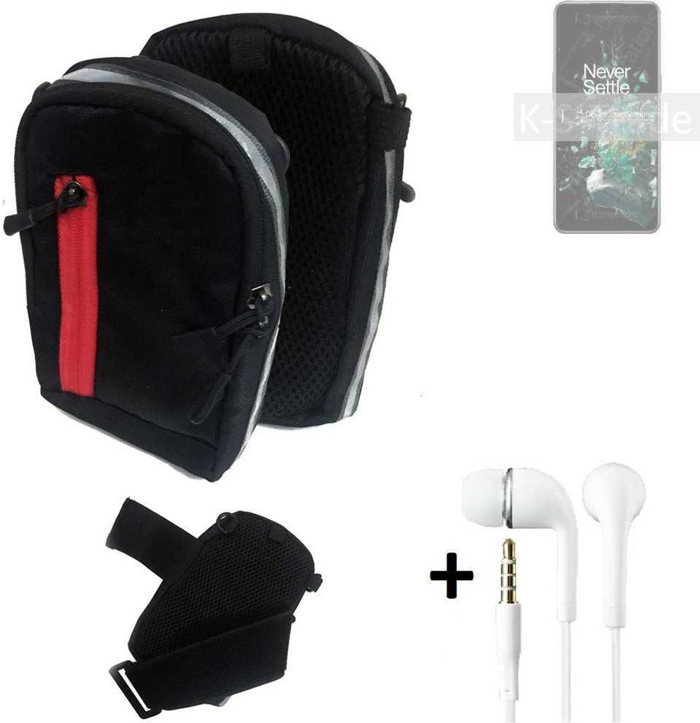 K-S-Trade Outdoor Gürteltasche Holster Umhängetasche + Kopfhörer kompatibel mit OnePlus Ace Pro schwarz Handy Tasche Case travelbag Schutzhülle