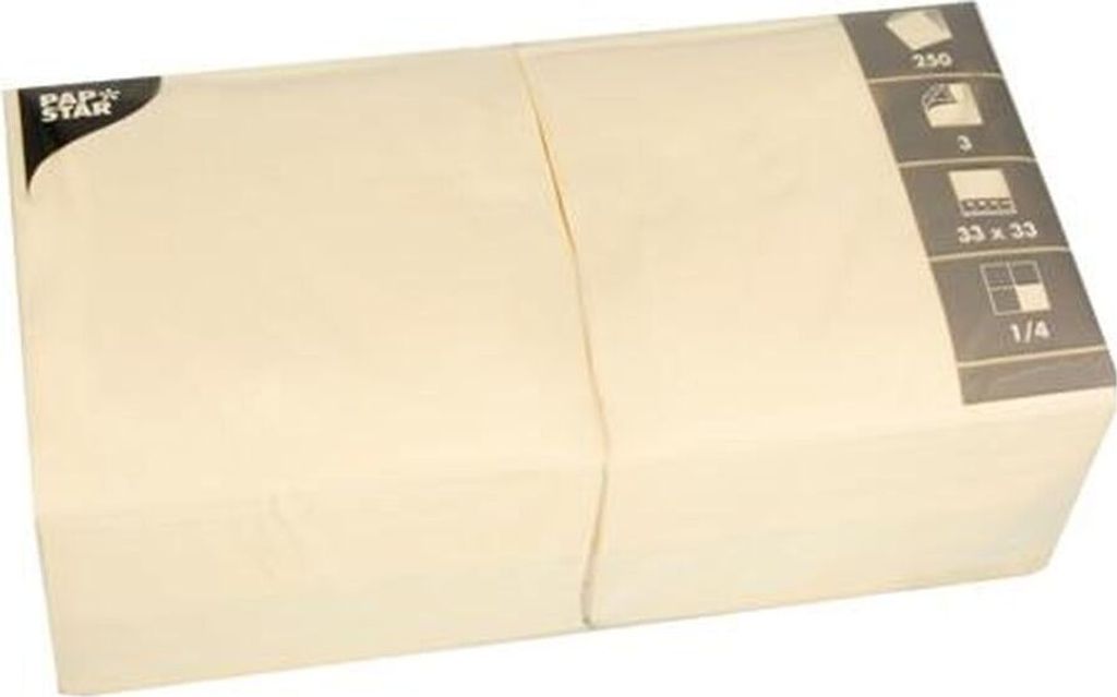 1000 Papstar Servietten, 3-lagig 1/4-Falz 33 cm x 33 cm Produktbild 