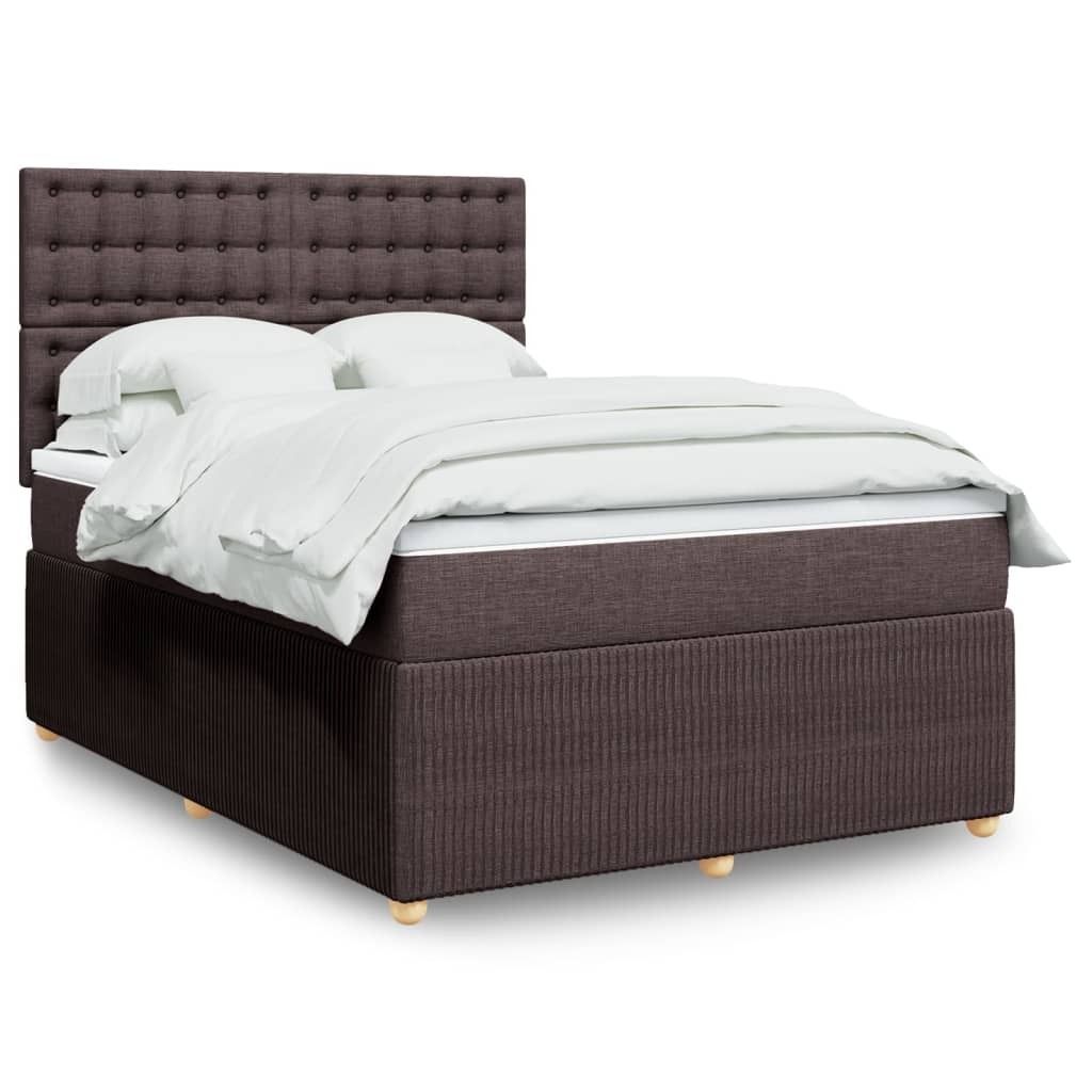 Cloris DesignMöbel Boxspringbett mit Matratze Dunkelbraun 140x190 cm Stoff - Bettrahmen mit Lattenrost Klassische Betten Jugend DE8038209