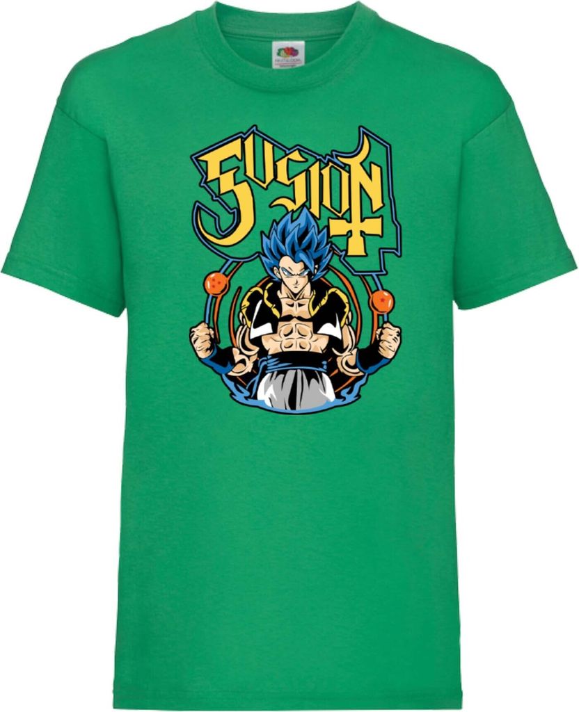 Kinder T-Shirt Japan Animation Manga Anime Comics Dragon Anime Manga Ball Z Gogeta Fusion Var-013 Fusion Sayian, 12-13 Jahr - 152 / Grün