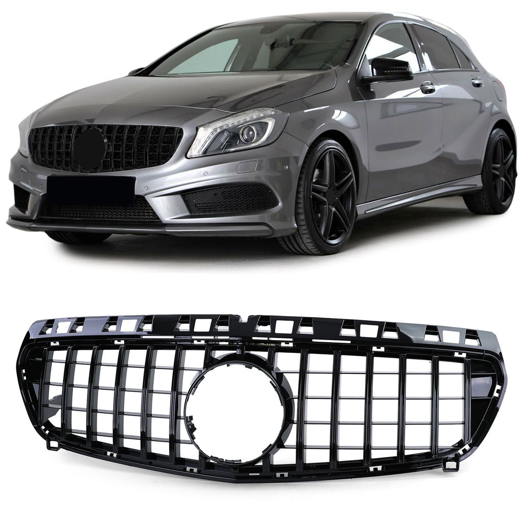 Sport Kühlergrill Grill Schwarz glänzend für Mercedes A Produktbild 