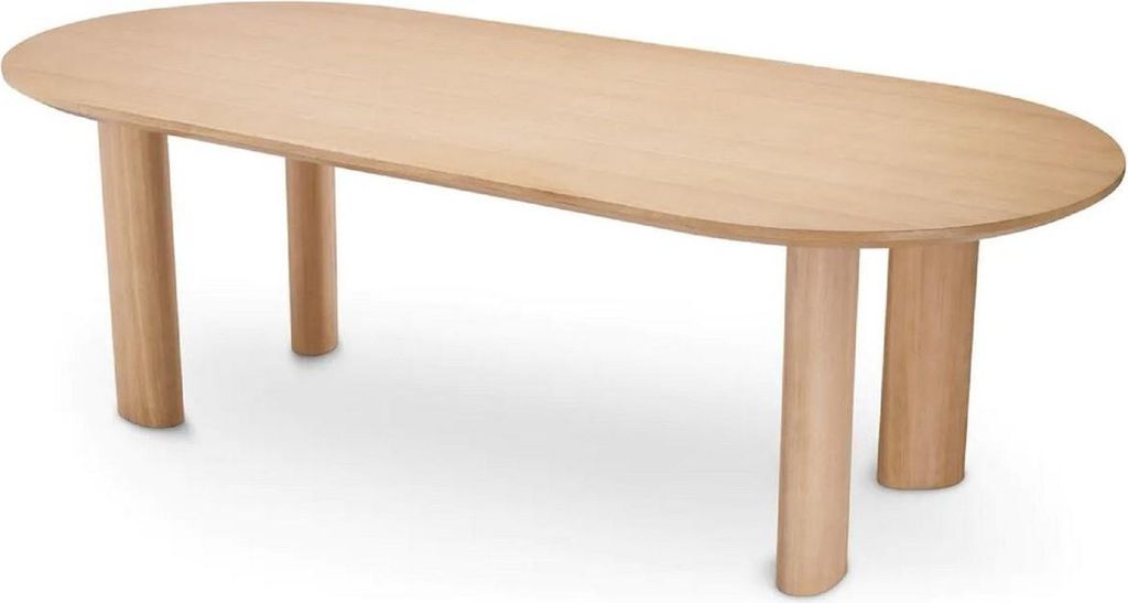 Casa Padrino Luxus Esstisch Naturfarben 244 x 109,5 x H. 77 cm - Ovaler Massivholz Küchentisch - Esszimmer Möbel - Küchen Möbel - Luxus Möbel ...