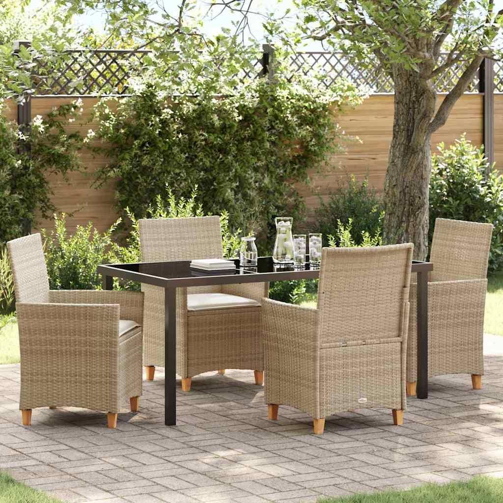 "Rabatt" Garten Essgruppe - Gartenmöbelset - Loungegruppe - 5 pcs Beige Poly-Rattan - Lounge-Dining set CC13619
