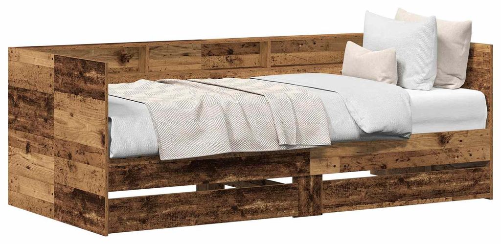 Tagesbett mit Kopfteil Altholz 90 x 190 cm Holzwerkstoff