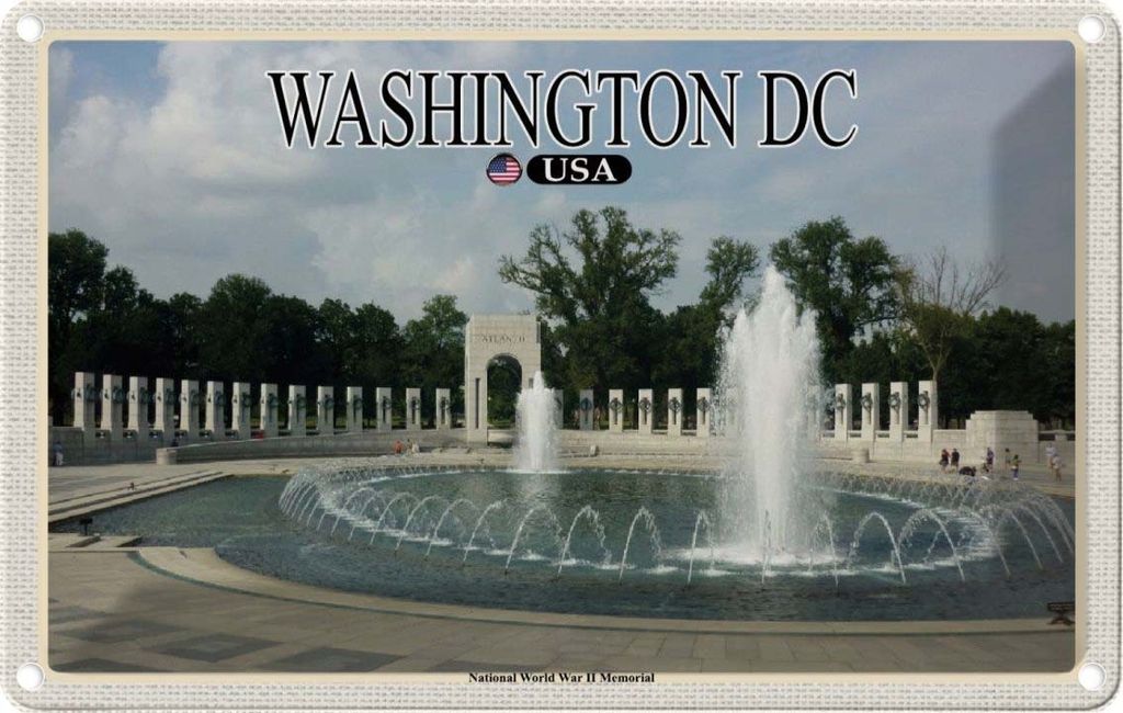 vianmo Blechschild 12x18 cm Washington DC USA National Woröd Memorial Bildmotiv Reisemotiv Abenteuer Reisen