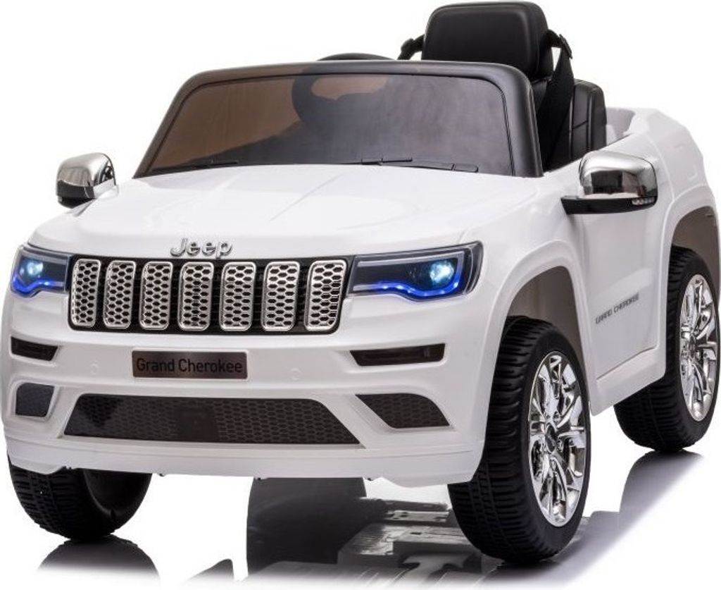 Kinder Elektroauto Jeep Grand Cherokee weiß, 2 Motoren+LED+Audio