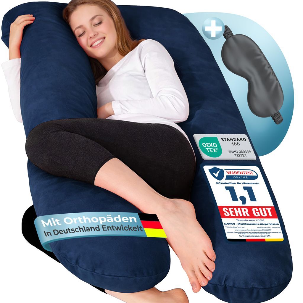 ELONEO Seitenschläferkissen mit Bezug, Stillkissen, Produktbild 