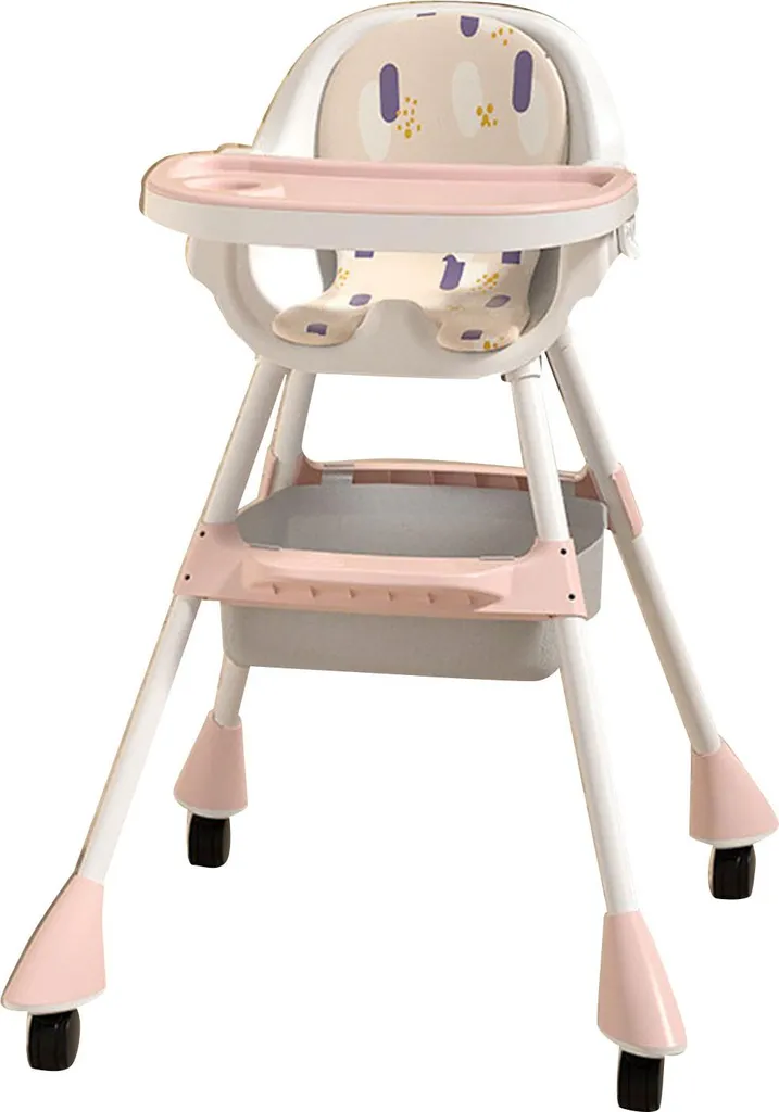 Chaise haute de repas pour bébé modulable et facile à ranger rose