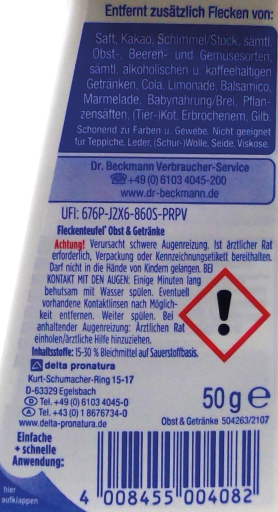 Fleckenteufel Obst & Getränke, Reinigungsmittel Produktbild 