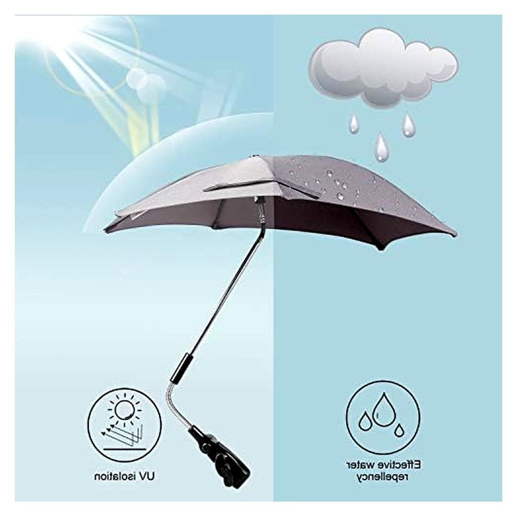 Universal Sonnenschirm für Kinderwagen und Buggy - UV Schutz 50+ / 70 cm - Flexibler Schirm mit Universalhalterung für Rund- und Ovalrohre - Dunk...