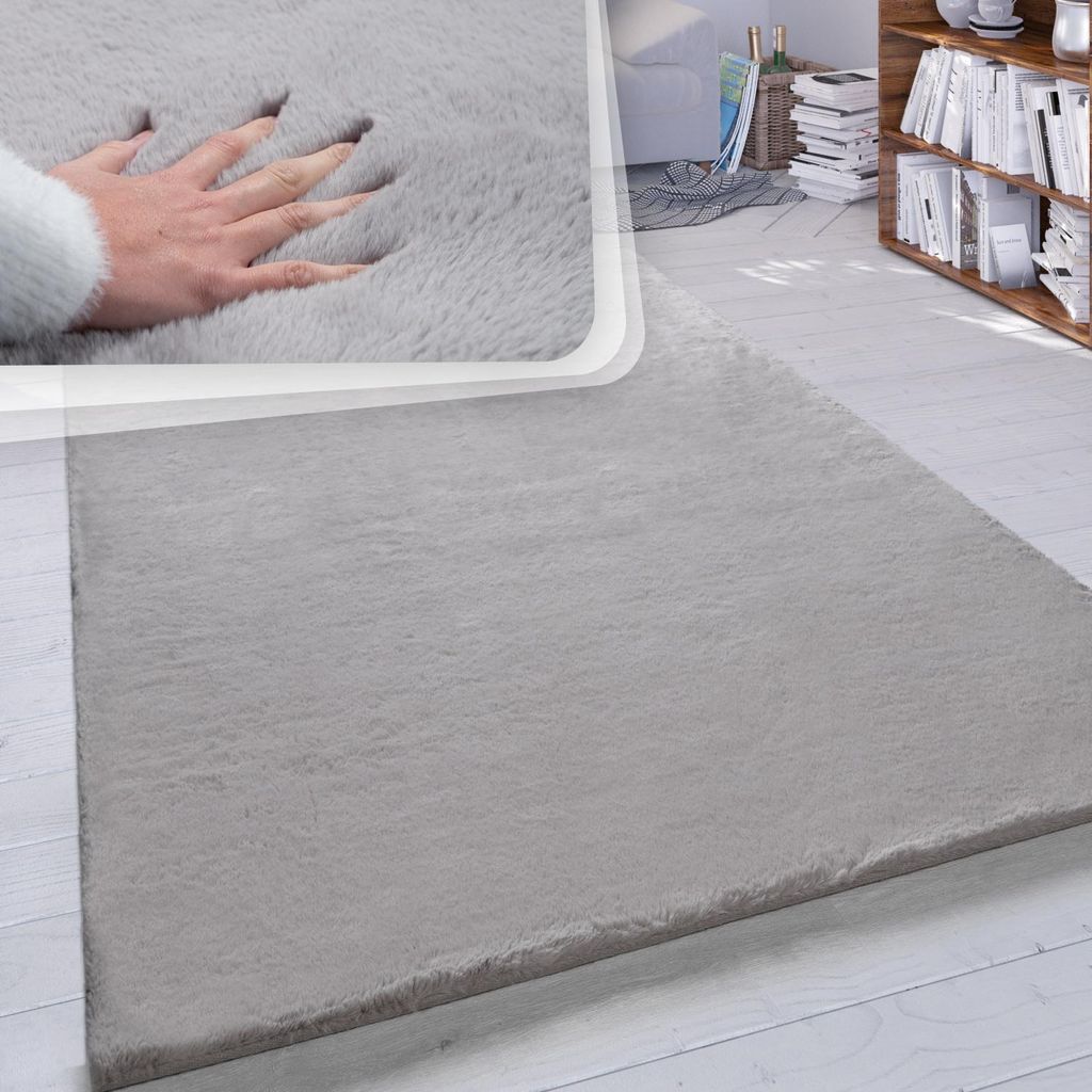 Hochflor Teppich Wohnzimmer Kunstfell Super Soft Einfarbig Produktbild 