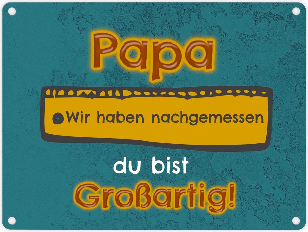 Metallschild Papa du bist großartig - Meterstab Vatertag Produktbild 