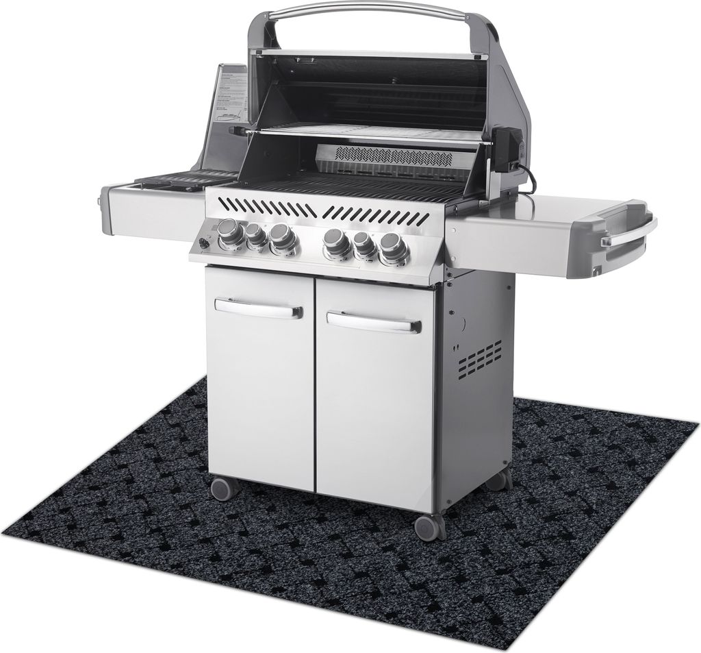 VECTRA 900 Grillschutzmatte für Terrasse, draussen - Anthrazit Schwarz 100x120 cm