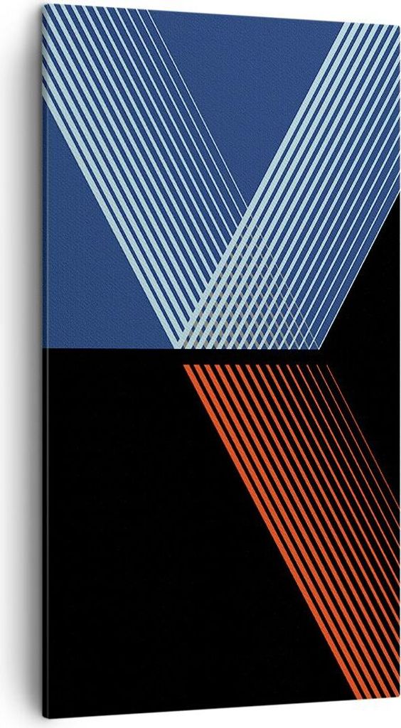 Bild auf Leinwand - Leinwandbild - Einteilig - Abstraktion Schwarz Blau - 45x80cm - Wand Bild - Wanddeko - Wandbilder - Leinwanddruck - Bilder - Wa...