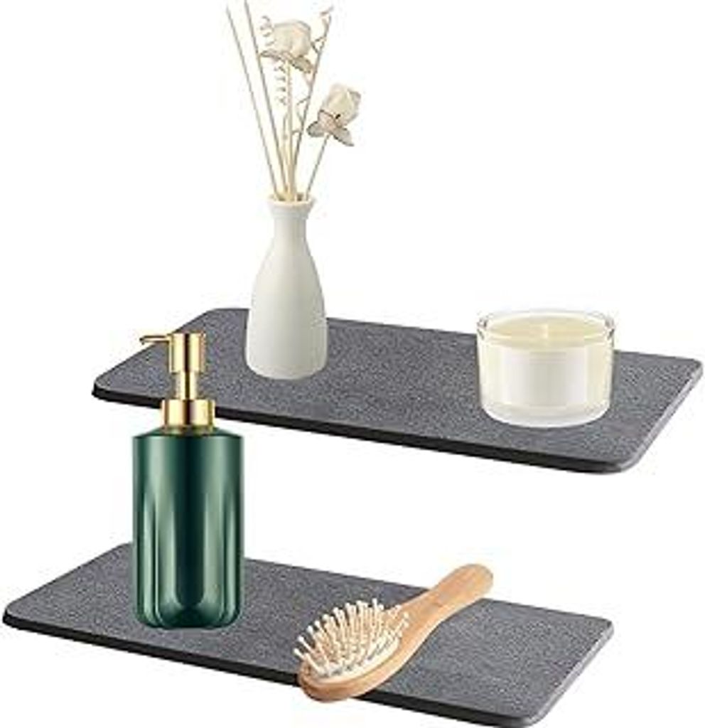Wasserabsorbierendes Steintablett für Spüle, Waschbecken-Organizer, Sofort Schnell Trockenmatte für die Küchentheke, rutschfeste Diatomit Mundw...