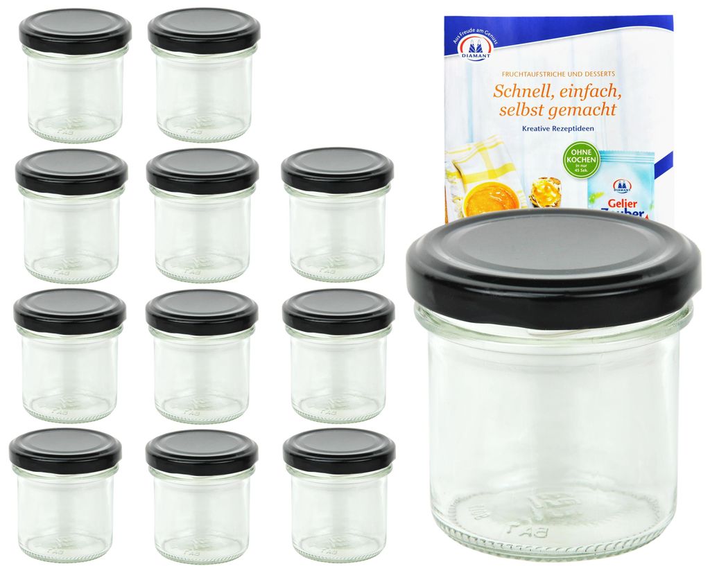 12er Set Sturzglas 167 ml To 66 schwarzer Deckel Produktbild 