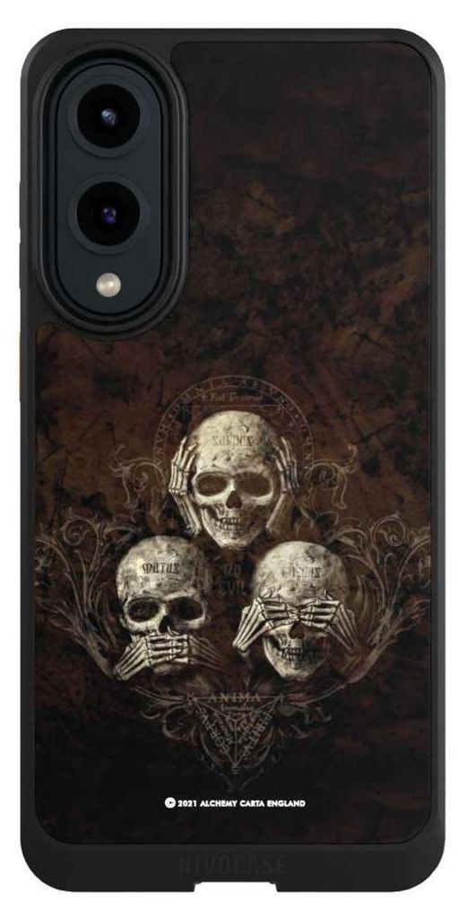 NIVOCASE Hülle für Samsung Galaxy S25 Edge Handyhülle NIVOcore Case Schwarz Art Gothic Totenköpfe