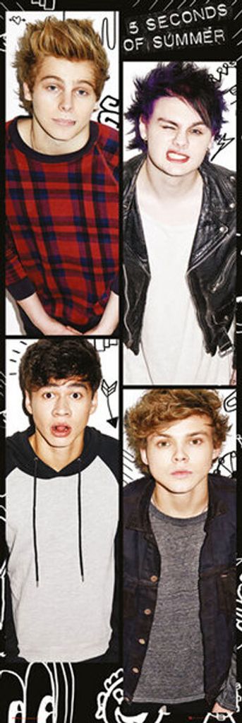 5 Seconds of Summer - Türposter - Band + 2 St Posterleisten Holz 61 cm schwarz
