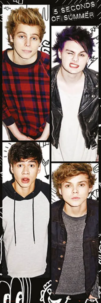 Poster géant 5 Seconds of Summer pour porte et lot de tesa Powerstrips