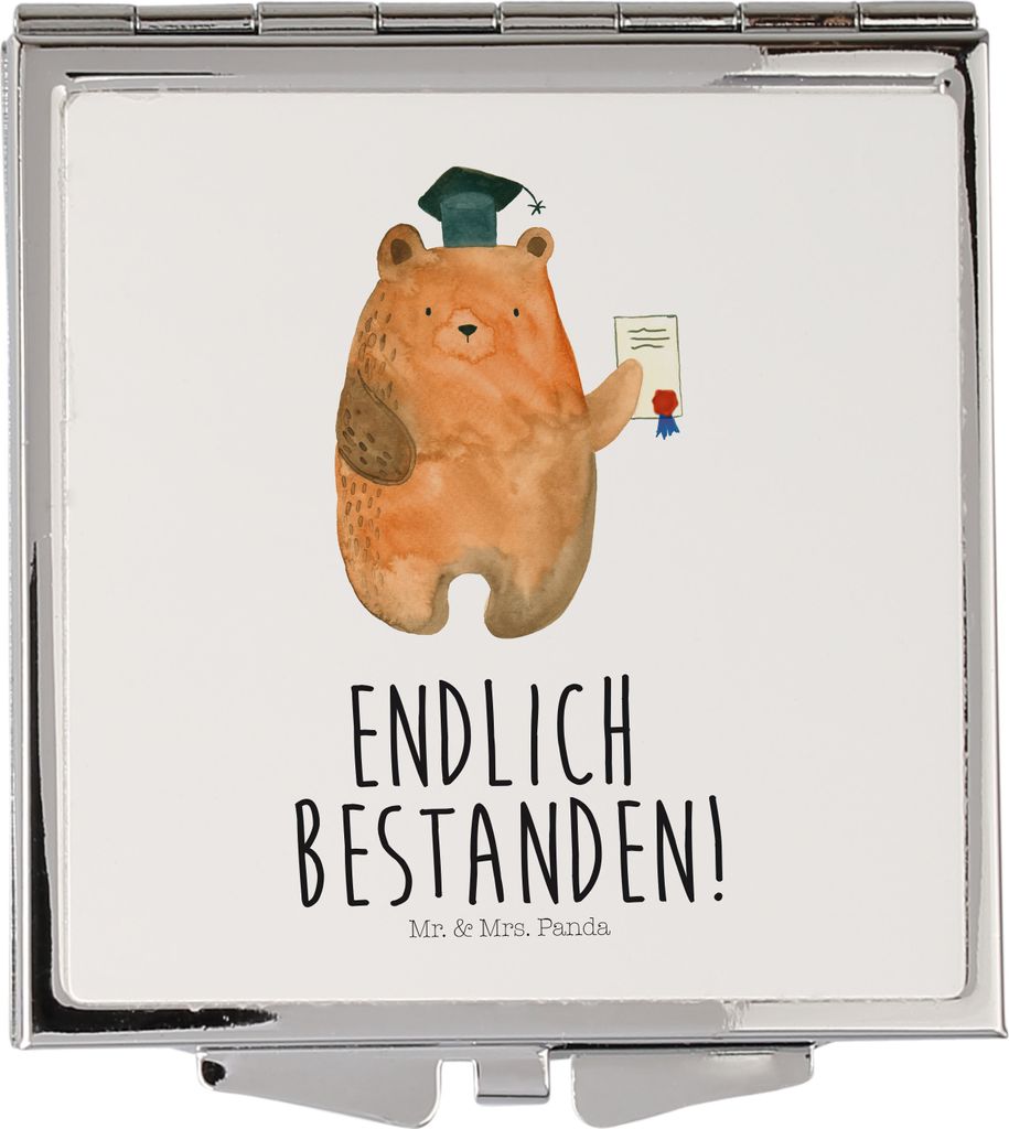 Mr. & Mrs. Panda Klappbarer Spiegel Bär Prüfung - Weiß - Geschenk, Abitur, Abschluss, Teddy, Bestanden, Kleiner, Abschlusszeugnis, Prüfungen, S...
