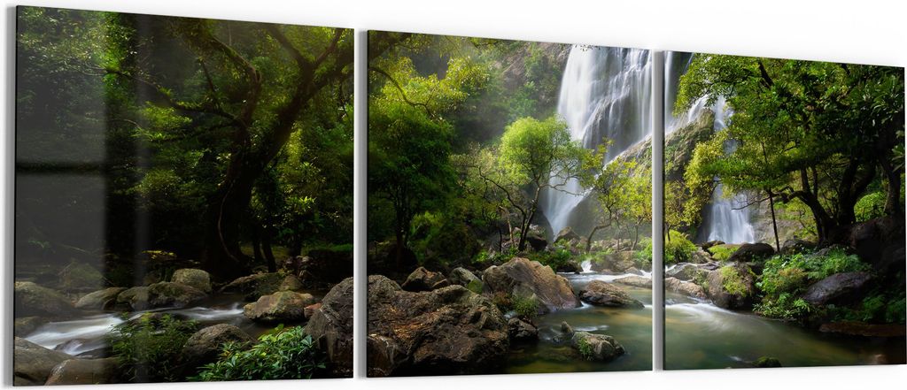 DEQORI Glasbild Echtglas 3x50x50 cm 'Verborgenes Wasserwunder' Wandbilder XXL groß