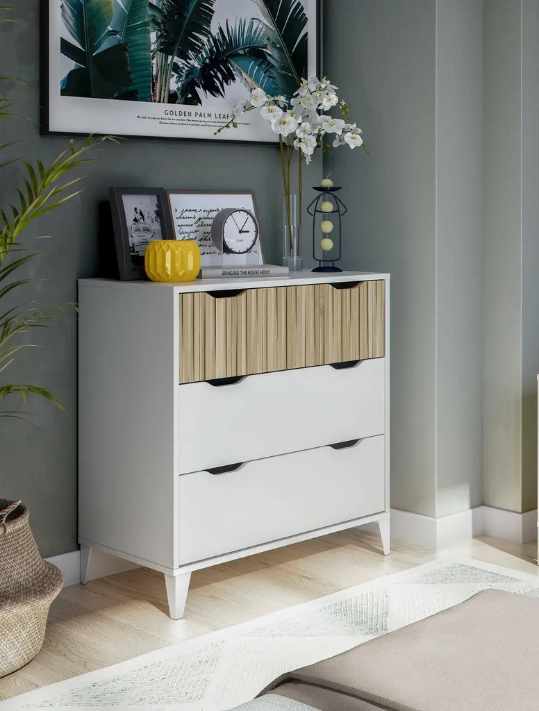 Mobile Cassettiera Archi Dmora Bianco 40x70 - Arredo Casa 3 Cassetti - 2