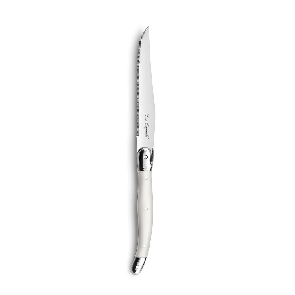 Offerta Set 6 Coltelli da Carne Lou Laguiole Bianco Rustico Metallo