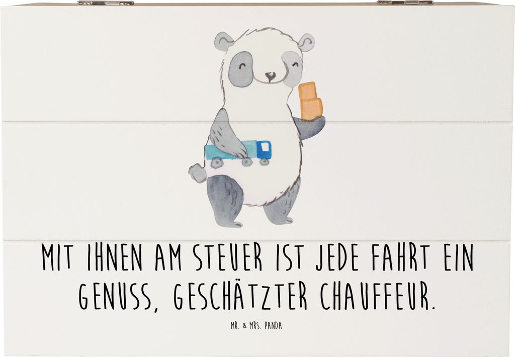 Mr. & Mrs. Panda Holzkiste Chauffeur Genussfahrt 22 x 15 cm - Weiß - Geschenk, Kiste, Holzbox, Schulbusfahrer, Danke sagen, fotobox, Können, lieb...