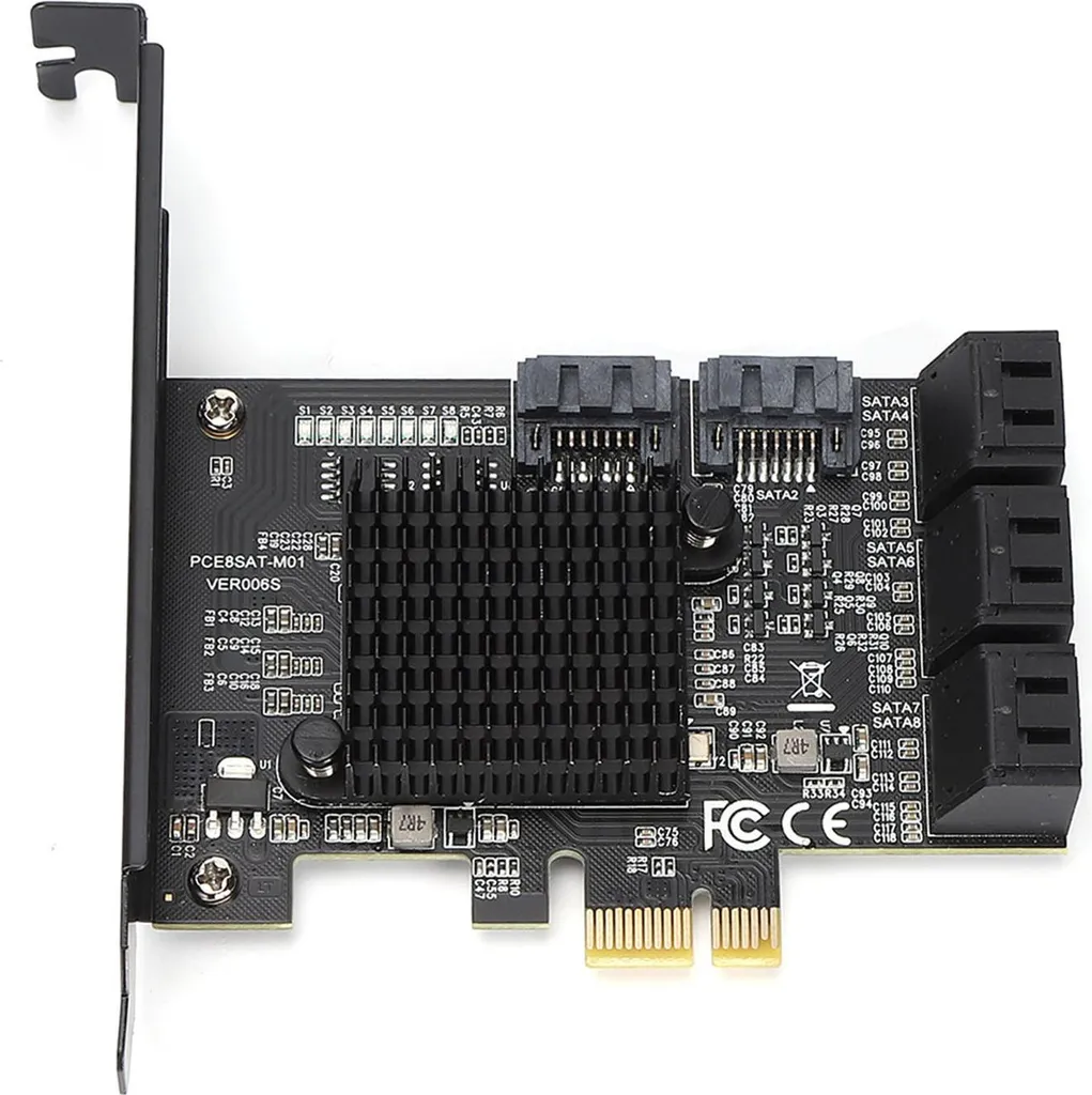 Carte SATA 3.0 PCI-E à 8 ports haut débit 6 Gbps pour stockage PC