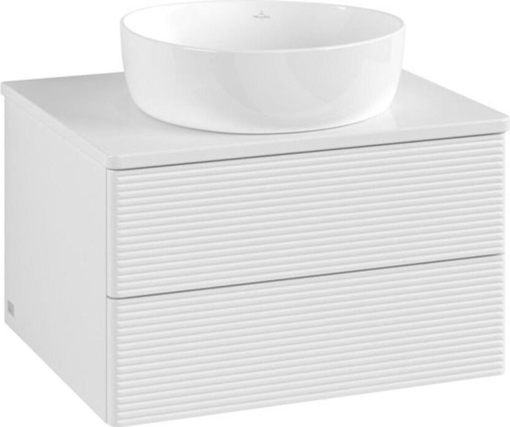 V&B Waschtischunterschrank mit Frontstruktur Antao 60x36x50cm, WBP-farbe Lac, glo wh. Lac