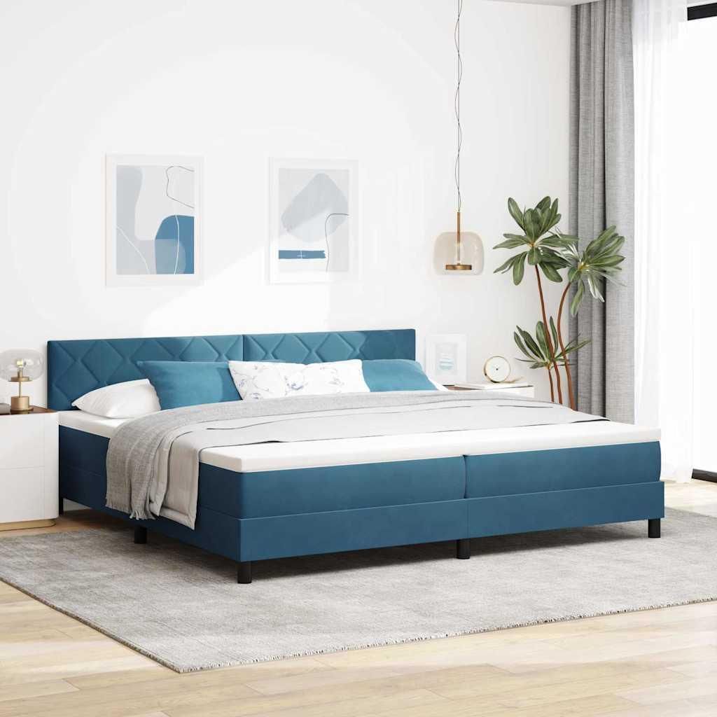 Maison Exclusive - LED Boxspringbett mit Matratze Dunkelblau 200 x 200 cm Samt