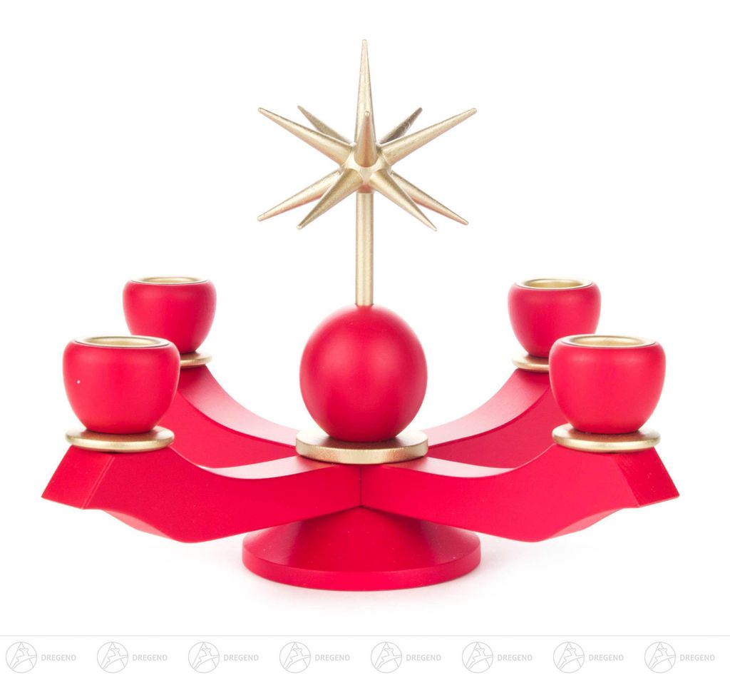 Adventsleuchter mit Stern, rot, für Kerzen d=20mm Breite x Höhe x Tiefe 19,5 cmx17 cmx19,5 cm NEU