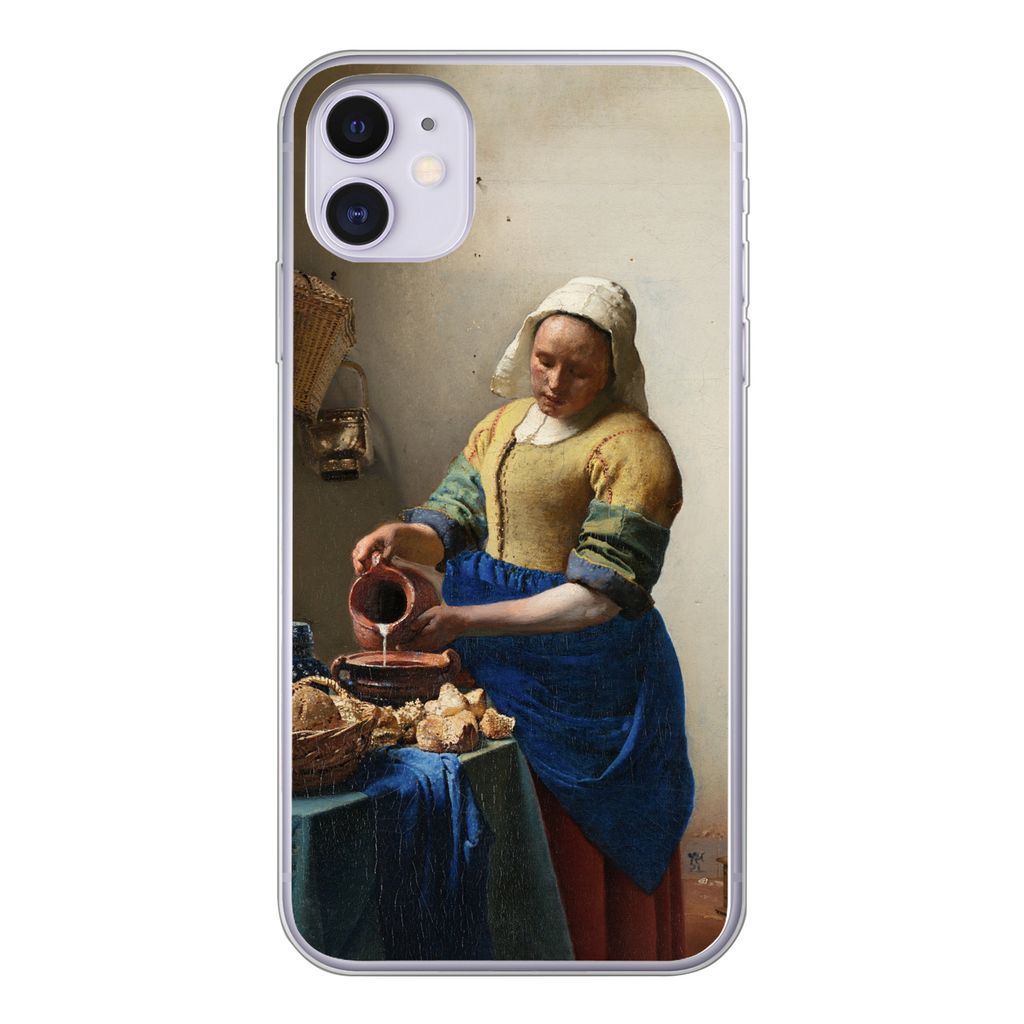 MuchoWow Handyhülle Schutzhülle Hülle für iPhone 11 Das Milchmädchen - Vermeer - Alte Meister Silikon Softcase Handy Hülle - Handytasche