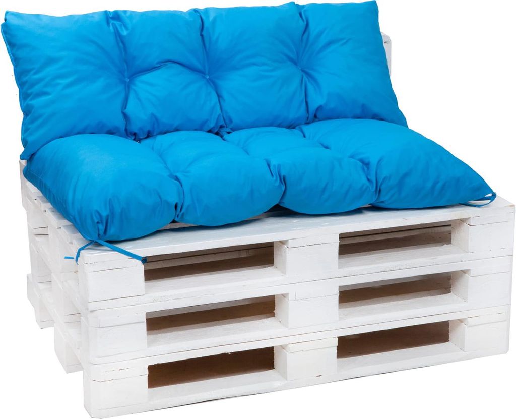Palettenkissen Set Blau - Sitzkissen 120×80 cm & Rückenlehne 120×40 cm für Palettensofa, Terrasse und Gartenlounge outdoor Palettenkissen