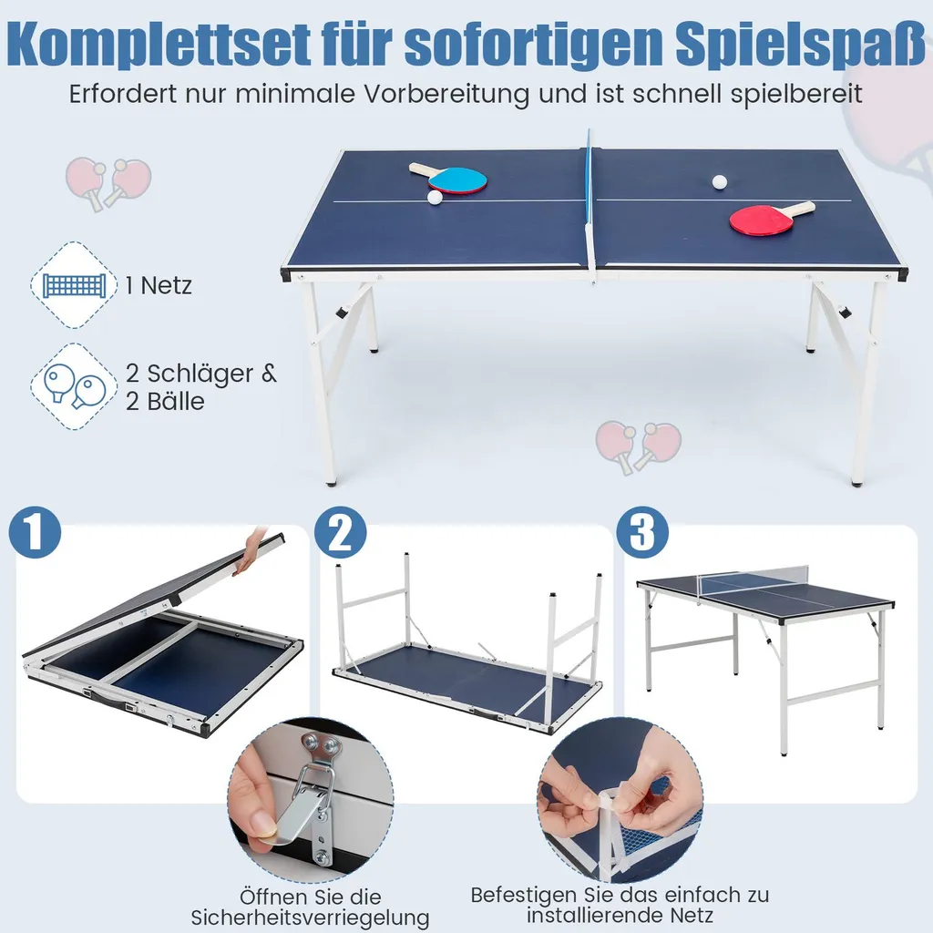 Table de ping-pong gain de place avec accessoires de jeu inclus - 5
