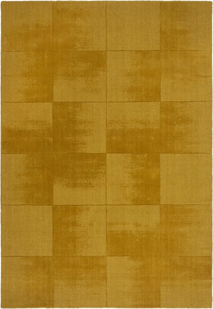 Tapis Design Jaune Demi Check Ombre 200x290 cm - Texture Douce et Chic