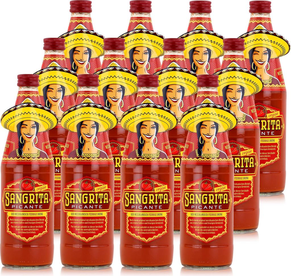 Sangrita Tomatensaft Picante feuriger Drink 0,5L - Flüssiger Snack (12er Pack)
