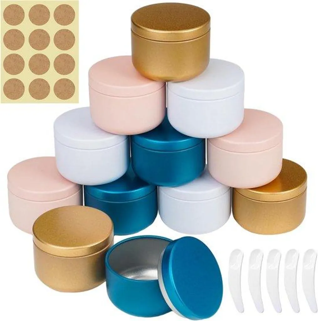 Pots à crème en aluminium 50 ml avec autocollants et spatules incluses