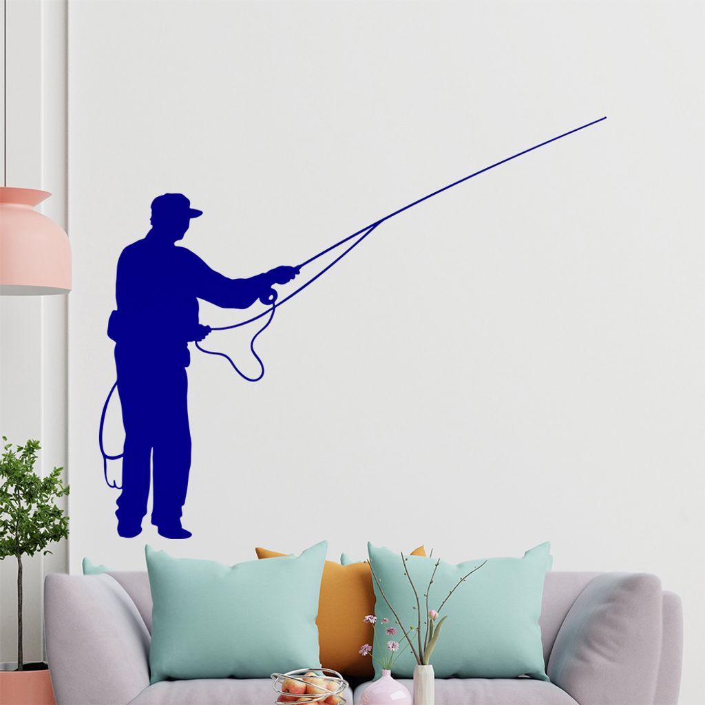 KIWISTAR Angler - Fischer Hobby Köder Wandtattoo in 6 Größen - Wandaufkleber Wall Sticker - Dekoration, Küche, Wohnzimmer, Schlafzimmer, Badezi...