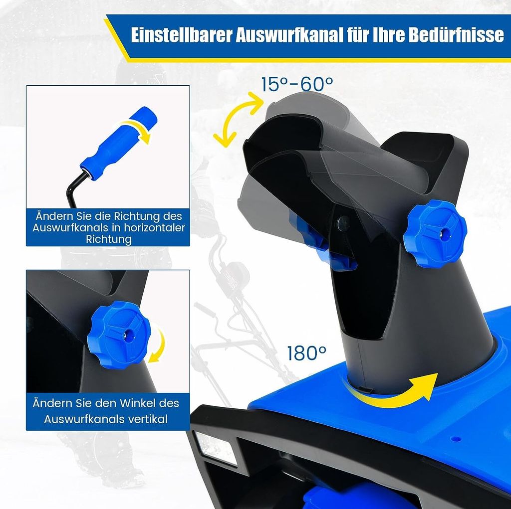 COSTWAY Elektro-Schneefräse mit LED-Leuchten & 15 A Motor, Produktbild 4