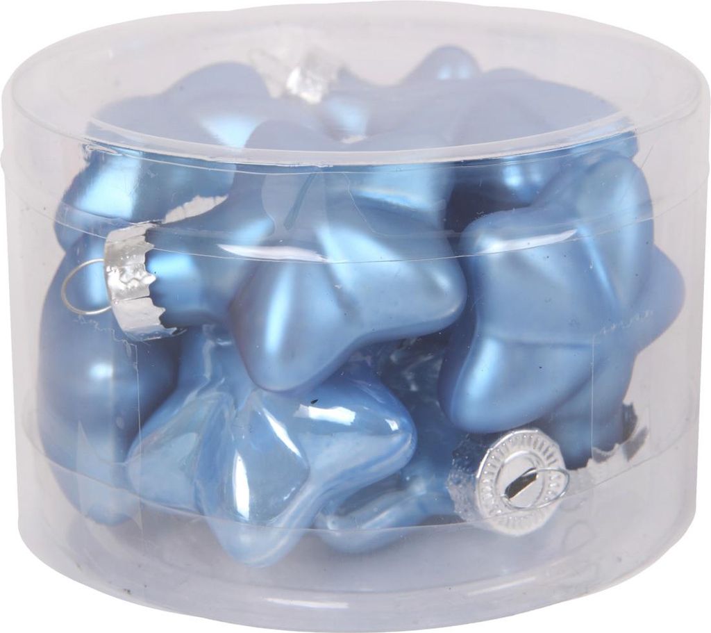 TrendLine Weihnachtskugeln aus Glas Sterne Ø 4 cm sky blue Produktbild 