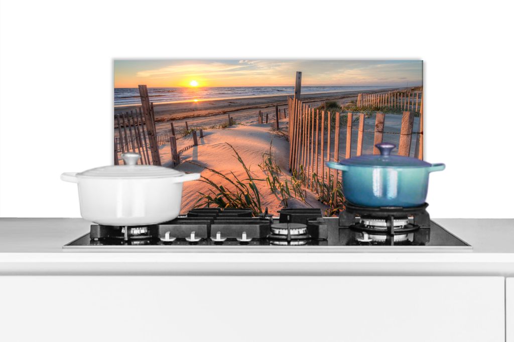 KitchenYeah Spritzschutz Küche - Küchenrückwand - Wandschutz für Herd und Spüle - Strand - Meer - Düne - Sonnenuntergang - Landschaft 70x30...