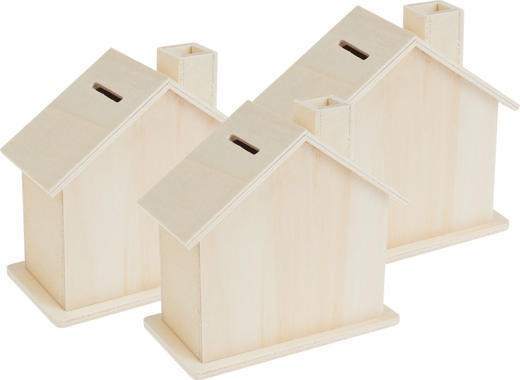 Carlso Haus Spardose Aus Holz - Süßes Sparschwein Für Kinder Ohne Beschriftung